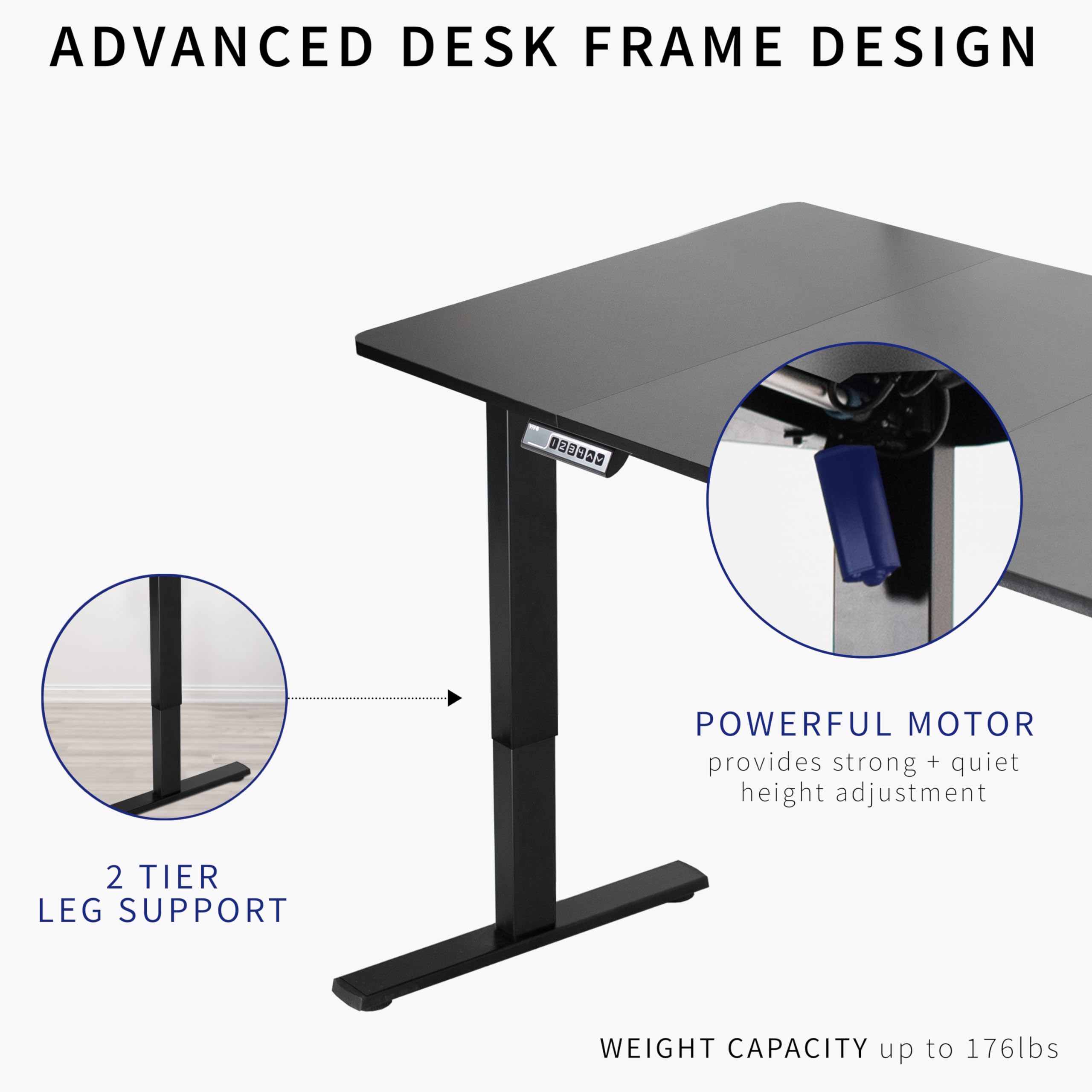 Vivo Electric 71 X 36 Inch Standing Desk Workstation, Memory Controller Height Adjustment, 1B Series, Dark Gray Top Black Frame, Desk-Kit-1B7G-36