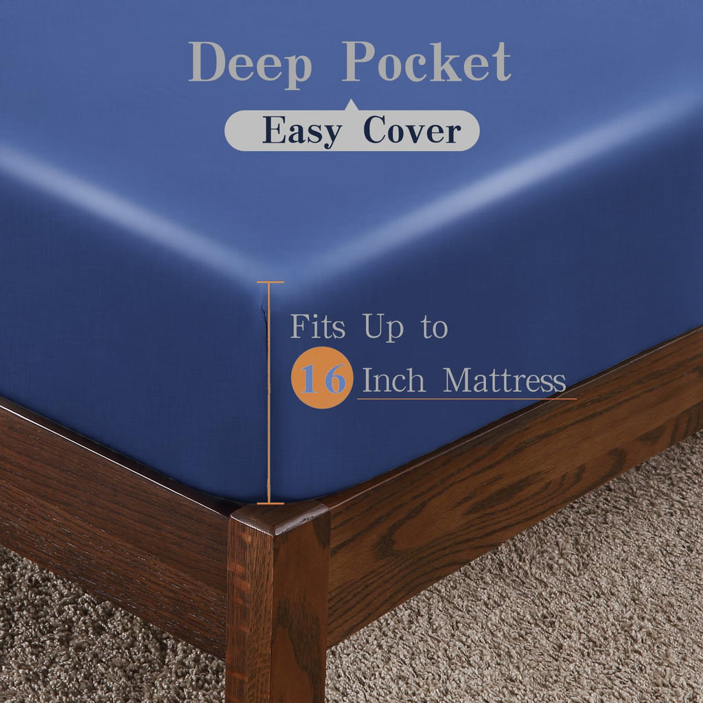 Bamboo Viscose Fitted Sheet 1 Pack King Size Only,400 Thread Count 80''X78'',8-16'' Deep Pocket,Bottom Sheet Colorfast Soft & Si