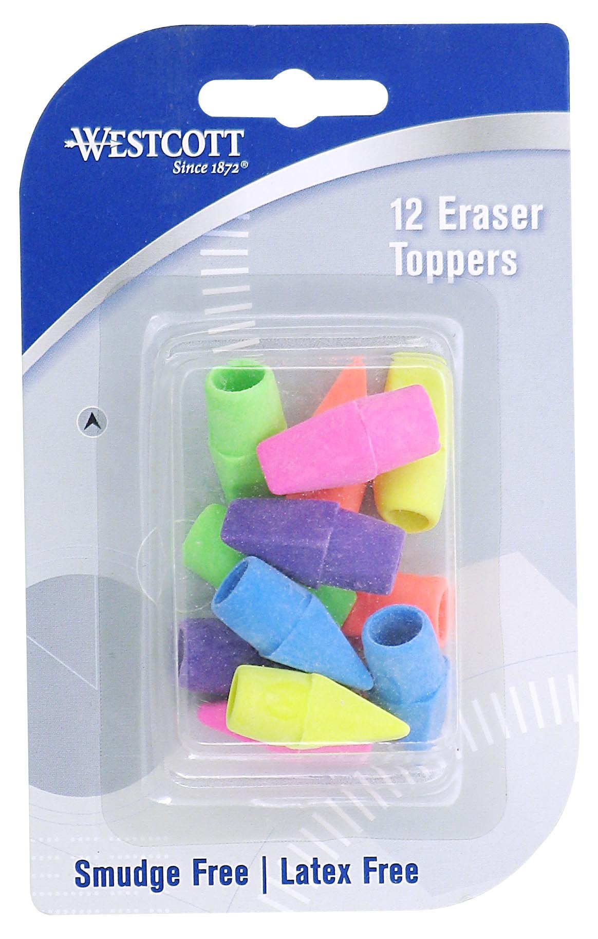 Westcott 14891 Pencil Eraser Toppers, Assorted, 12 Pack