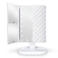 deweisn Trifold Lighted Vanity Makeup Mirror with 21 LEDs Lights,1x/2x/3x Magnification and Touch Screen Dimming,Two Power Suppl