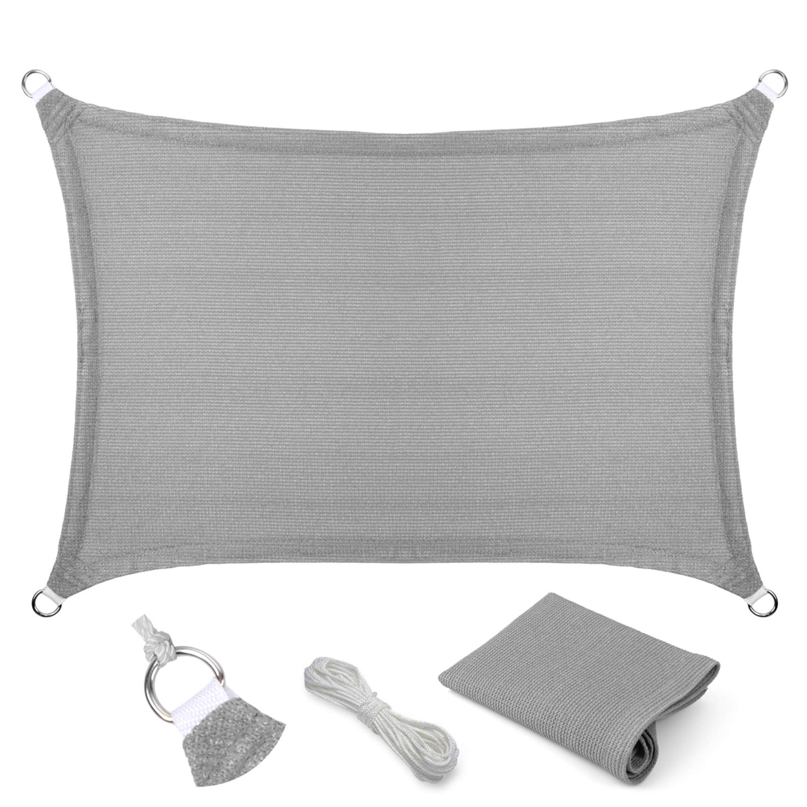 Eden'S Decor 18' X 21' Grey Sun Shade Sail Outdoor Canopy Rectangular Awning Fabric Cloth Screen For Patio Garden Backyard Pergo