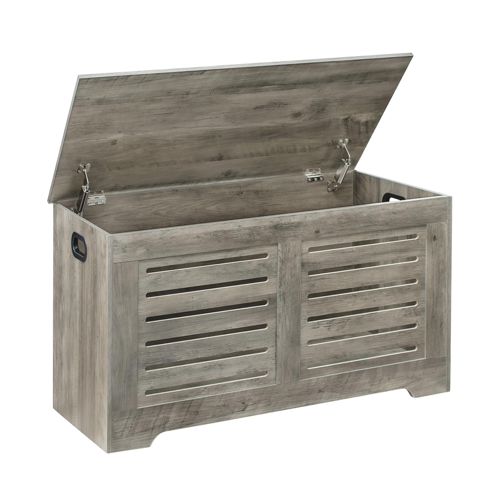 Dinzi Lvj Storage Chest, Flip-Top Wooden Toy Box With 2 Safety Hinges, Retro Entryway Shoe Bench, Sturdy Large Storage Trunk For Living Room, Bedroom, Toddler Room, Easy Assembly, Grey Wash