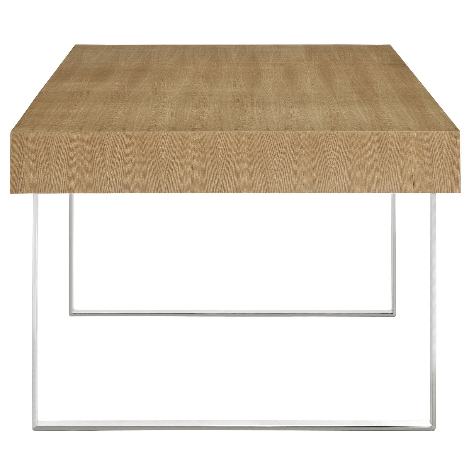 Modway Tinker Contemporary Modern Wood And Stainless Steel Office Desk With Two Drawers In Natural