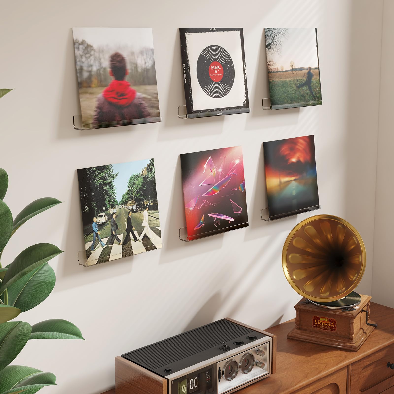 Lifewit Floating Shelves For Vinyl Record, 8 Pack 12' Clear Acrylic Wall Shelf Room Decor For Book/Photo/Picture/Makeup Display In Bedroom, Living Room, Bathroom Storage And Organization