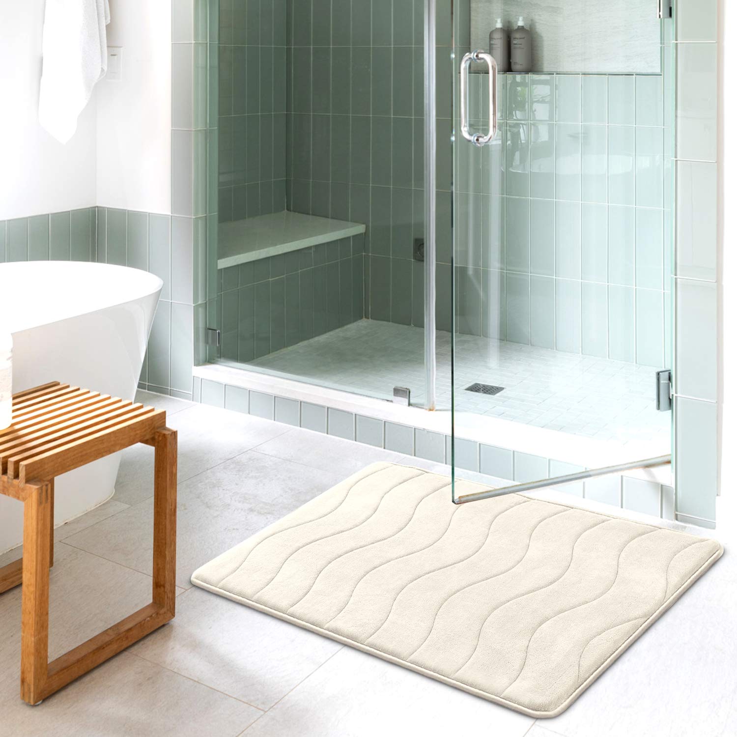 Flamingo P Memory Foam Bath Mat Rug, Bath Mats For Bathroom Extra Soft Absorbent Bathroom Rugs Non Slip Bath Rug Carpet For Bath