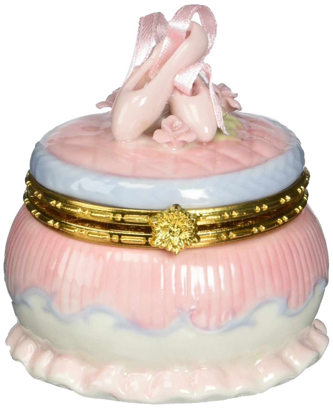 Cosmos 10605 Fine Porcelain Ballerina Shoe Hinged Box, 2-3/4-Inch , Pink