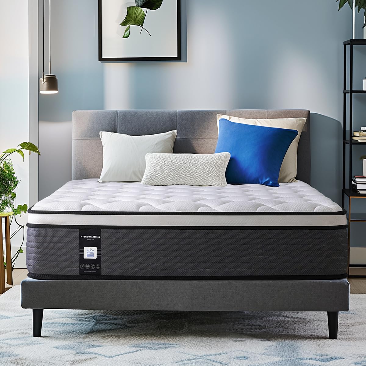 12 Inch Full Mattress, Memory Foam Hybrid Mattress, Motion Isolation Pocket Spring Mattress in a Box, Medium Firm for Pressure R