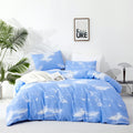 Karever Cotton Blue Cloud Comforter Set King Size Sky Blue Comforter Cotton 3 Pieces Soft Light Blue King Comforter Bedding Set