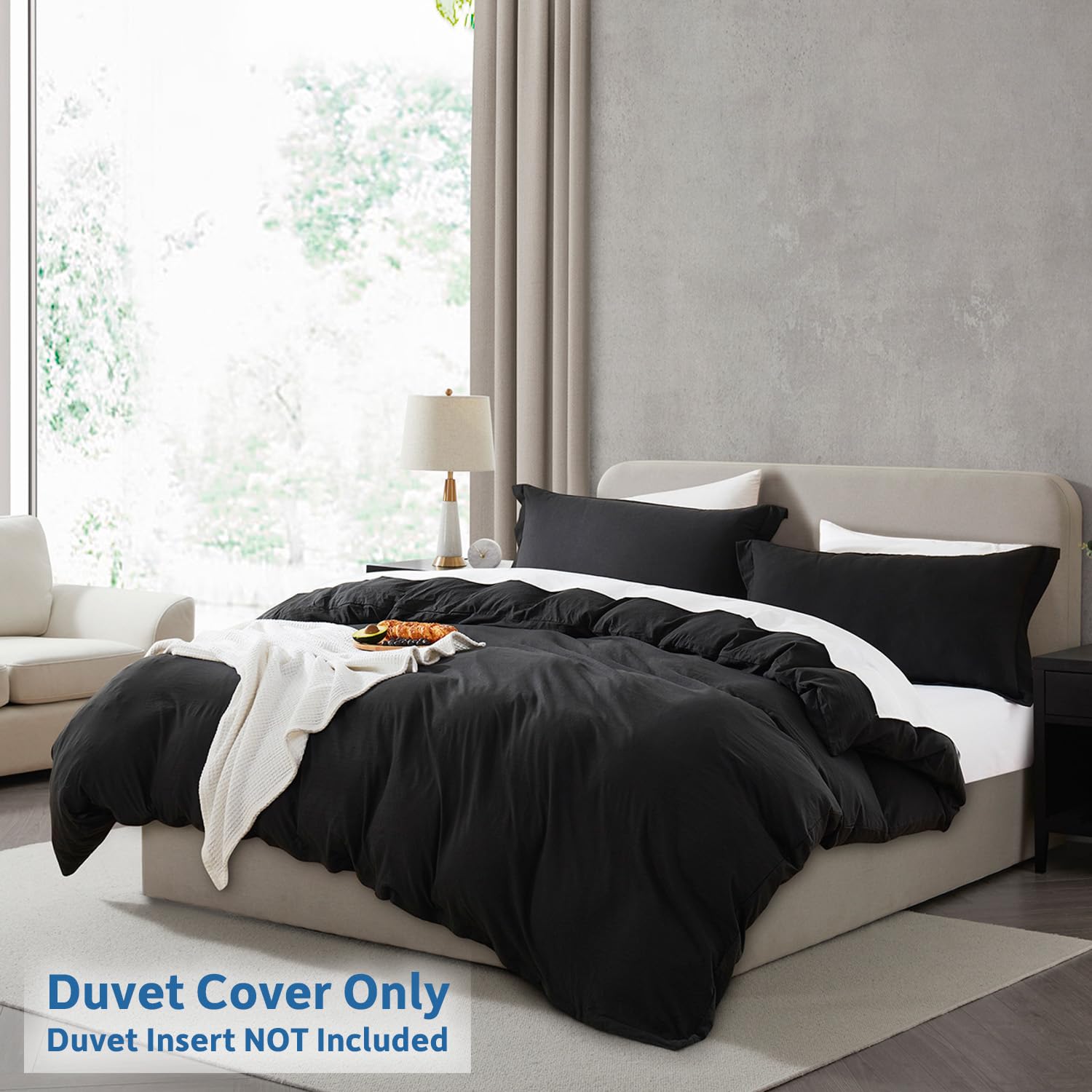 Nestl Black California King Duvet Cover Sets - Soft Prewashed Cal King Duvet Cover, 3 Piece, With Zipper Closure, 1 Duvet Cover 104X98 Inches And 2 Pillow Shams - No Comforter