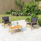 vidaXL Handmade Natural Bamboo Patio Chairs with Dark Gray Cushions - Weather-Resistant Outdoor Seating with Backrest - Elegant Lightweight Garden Furniture