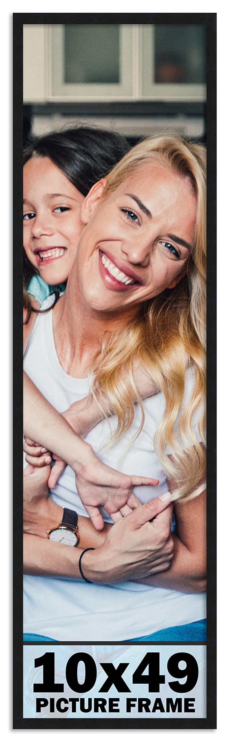 10x49 Frame Black Picture Frame - Complete Modern Photo Frame Includes UV Acrylic Shatter Guard Front, Acid Free Foam Backing Bo