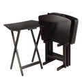 Ergode Wood Anila 5-Piece Snack Table Set | Folding Trays | Enhance Entertaining Experience