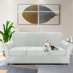 Znsayotx Luxury Velvet Couch Cover 4 Piece Stretch Sofa Covers For 3 Cushion Couch Thick Soft Spandex Sofa Slipcover Living Room Anti Slip Dogs Furniture Protector (Silver Grey), 71'-91'(3 Cushions)