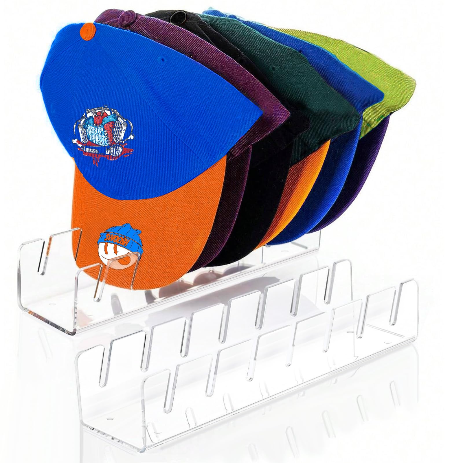 2PCS Hat Stand for Baseball Caps, No Install Acrylic Hat Organizer for 14 Baseball Caps, Hat Racks for Baseball Caps Display Hat