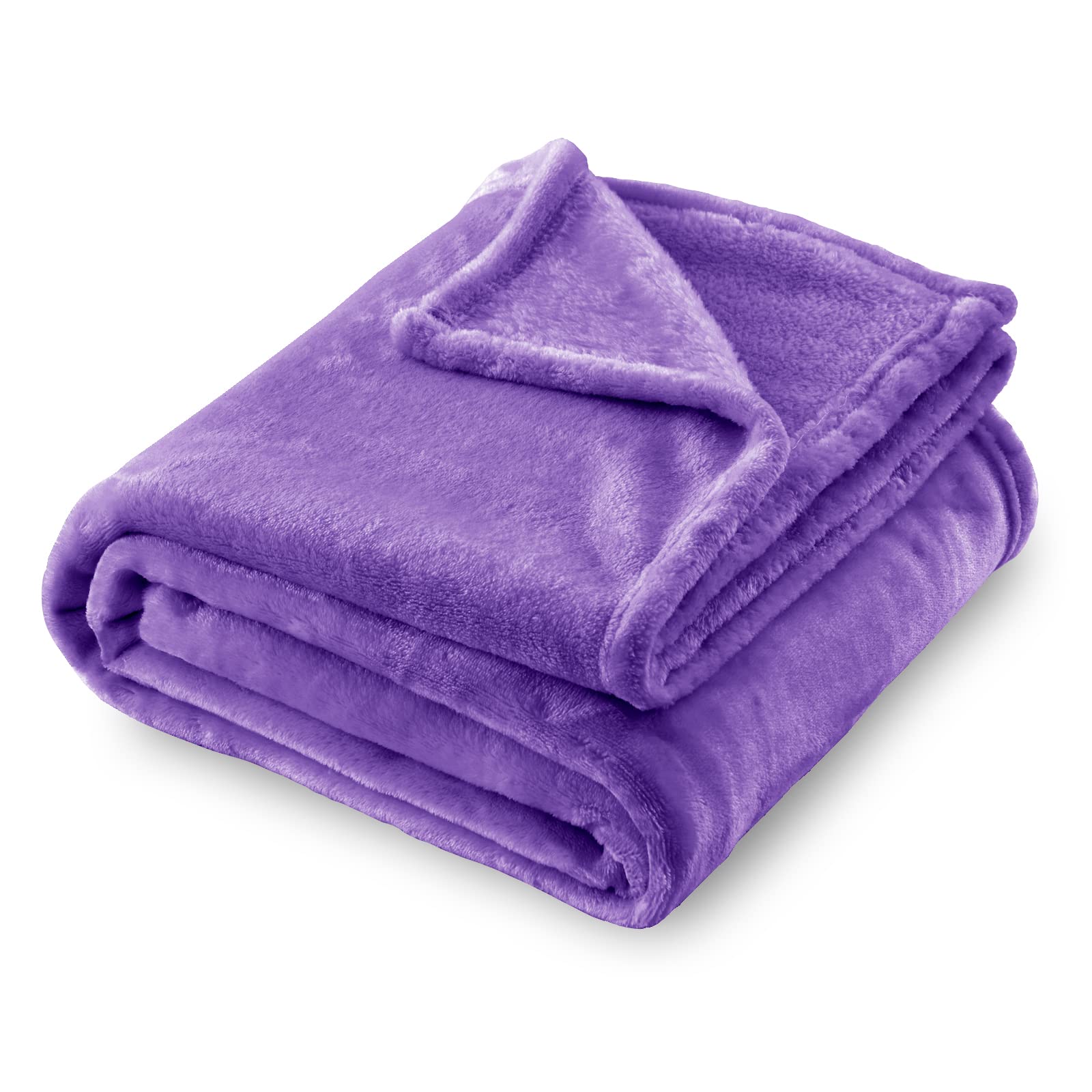 Sochow Flannel Fleece Blanket Queen Size, All Season Lightweight Super Soft Cozy Blanket For Bed Or Couch, Purple, 90X90 Inches