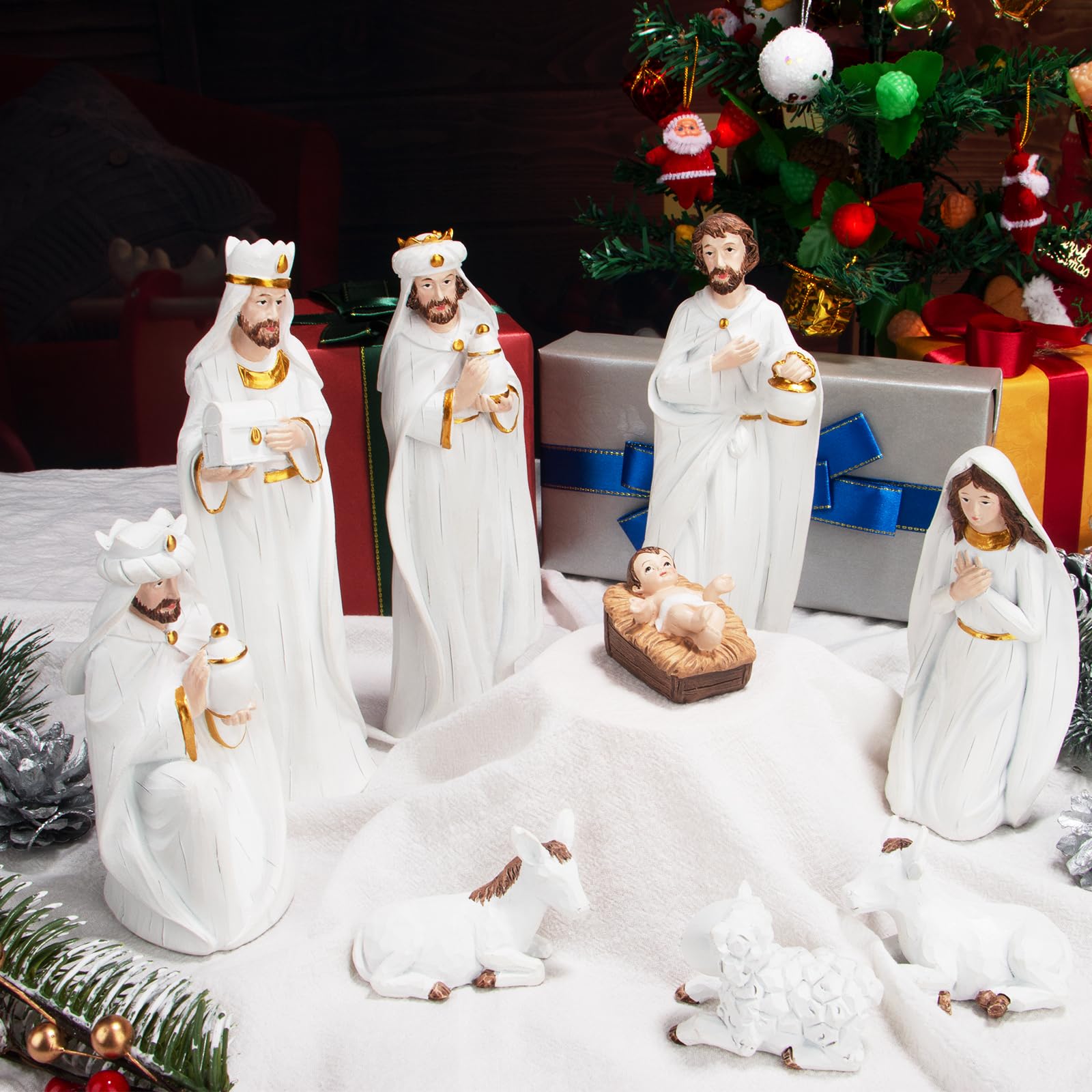 Keepkap Nativity Sets For Christmas Indoor, Hand-Painted Nativity Scene Indoor 7.5' Holiday Decoration, 9-Piece Set