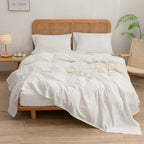 Bestouch Sheet Set 100% Washed Cotton Linen Feel Super Soft Comfortable Chic Lightweight 3 Pcs Home Bedding Set Solid Off White