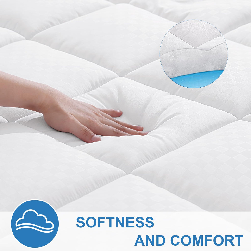 Olanly Queen Quilted Fitted Mattress Pad - Cooling Soft Mattress Topper - Elastic Fitted Mattress Protector - Machine Washable M