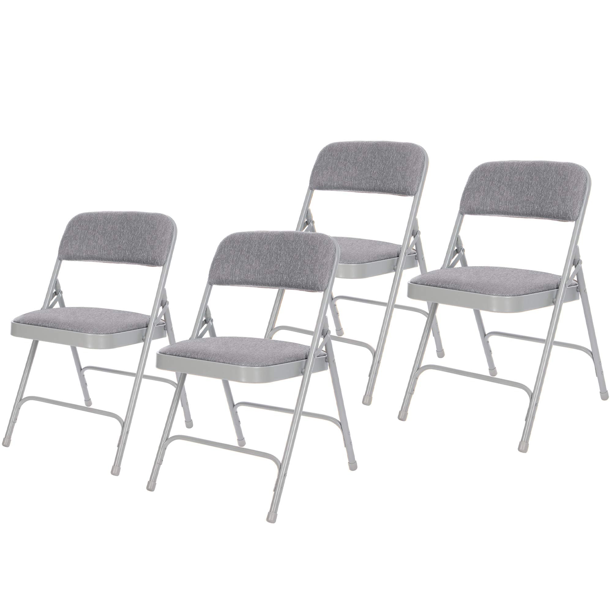 Oef Furnishings Deluxe Fabric Upholstered Folding Chair, Grey - Premium Double Hinge Construction For Superior Durability
