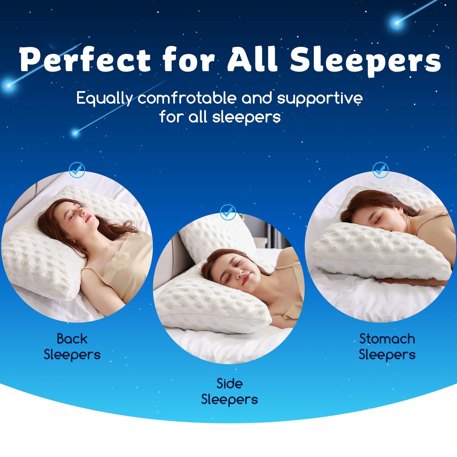 KUCEY Cooling Side Sleeper Pillow, Firm Shredded Memory Foam, King Size, Original White, Adjustable for Neck & Shoulder Pain Relief