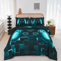 Perfemet 6-Piece Boys Gamer Comforter Set Full Size Teal Blue Video Game Controller Bedding Comforter Set With Sheets Lightweigh