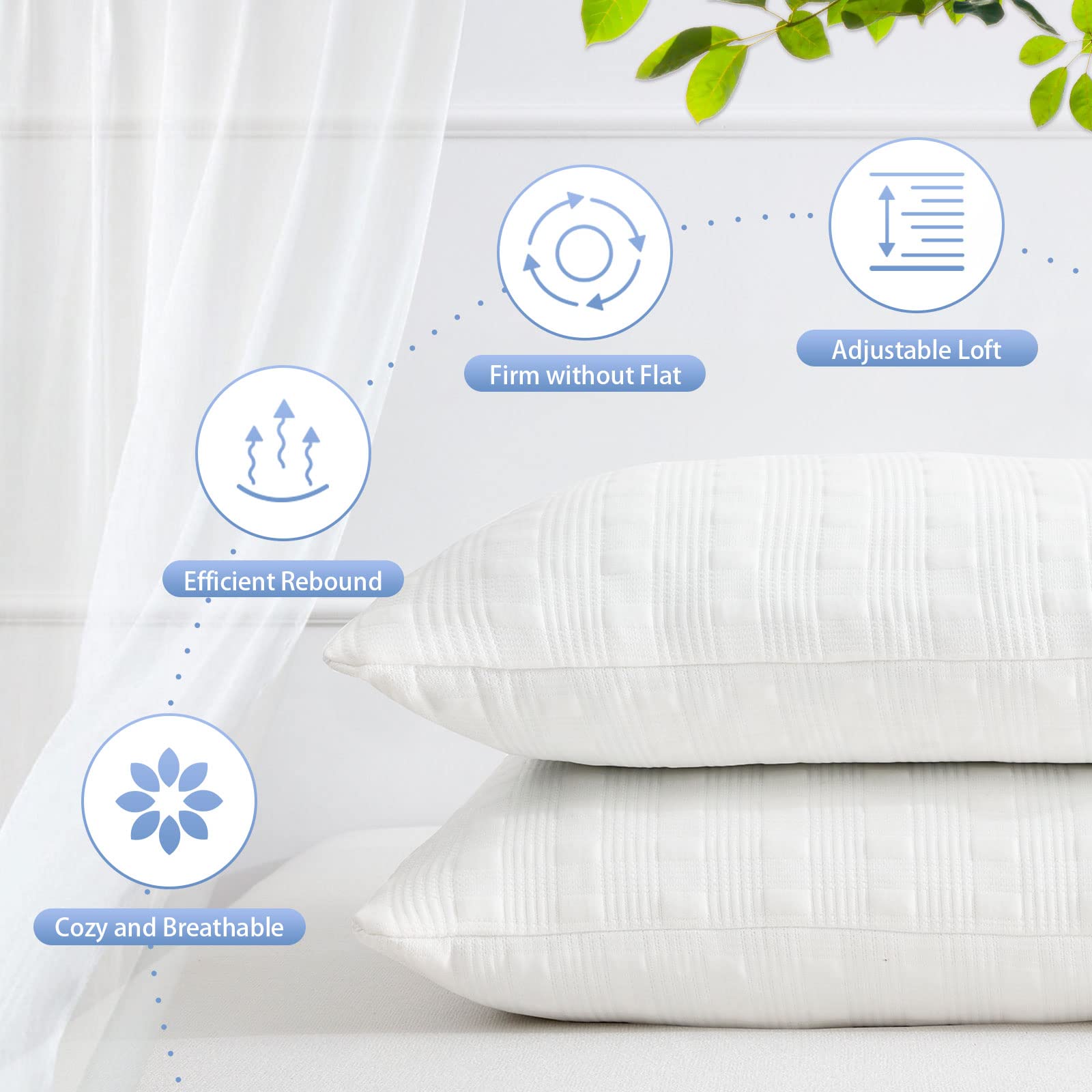Meoflaw Cooling Pillows For Sleeping Body Size,Shredded Memory Foam Bed Pillow With Double Sided Material Pillow Case,Adjustable