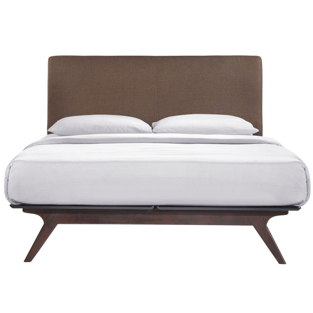 Modway MOD-5238-CAP-BRN Mid-Century Modern Wood Platform Bed, Queen, Cappuccino Brown