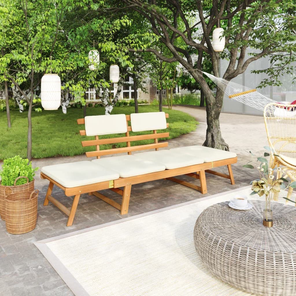 vidaXL Garden Bench with Cushions 2-in-1 74.8¡± Solid Acacia Wood