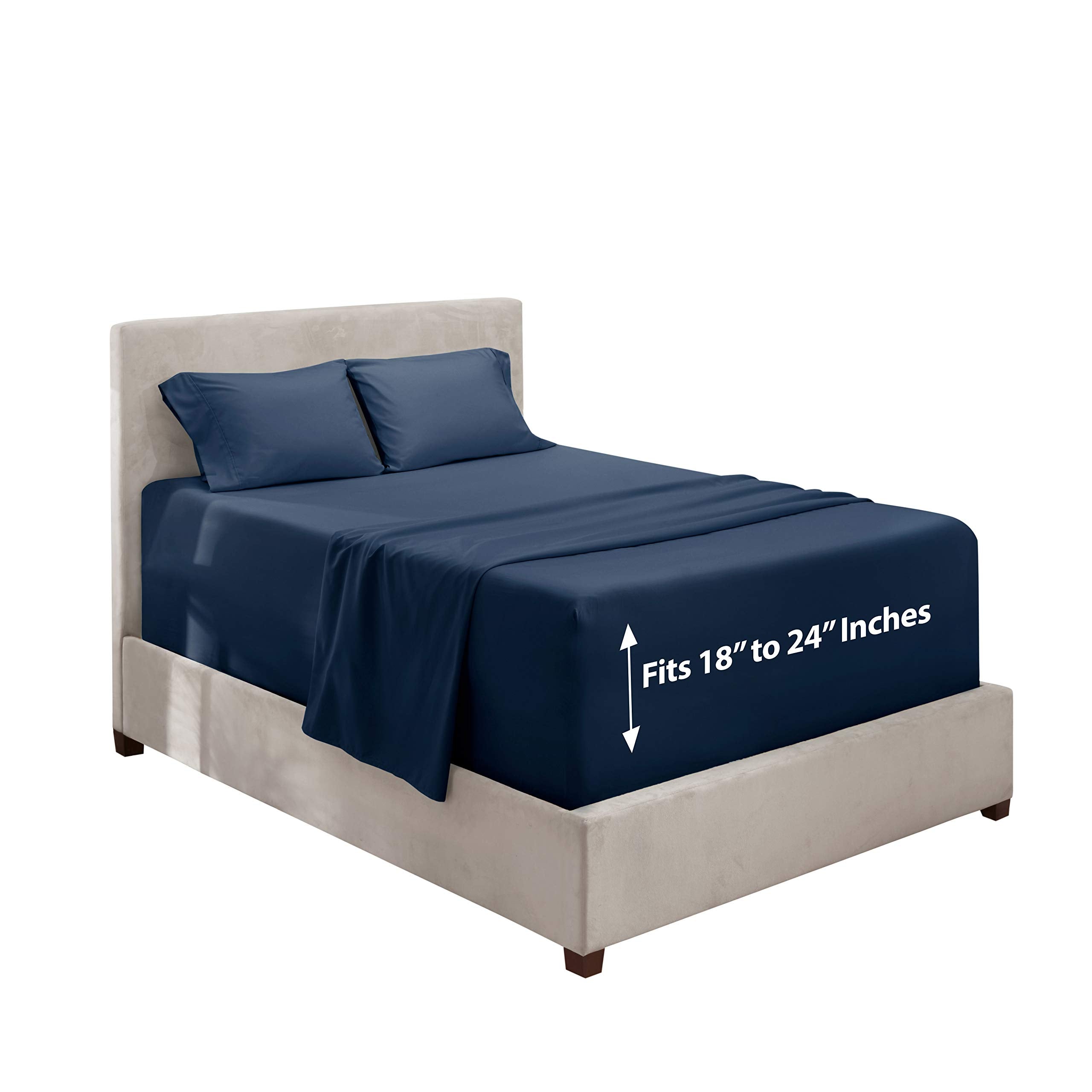 Hearth & Harbor Extra Deep Pocket Full Sheets - 4 Piece Hotel Luxury Full Sheet Set Fits Up To 24' Mattress - Ultra Soft Luxury