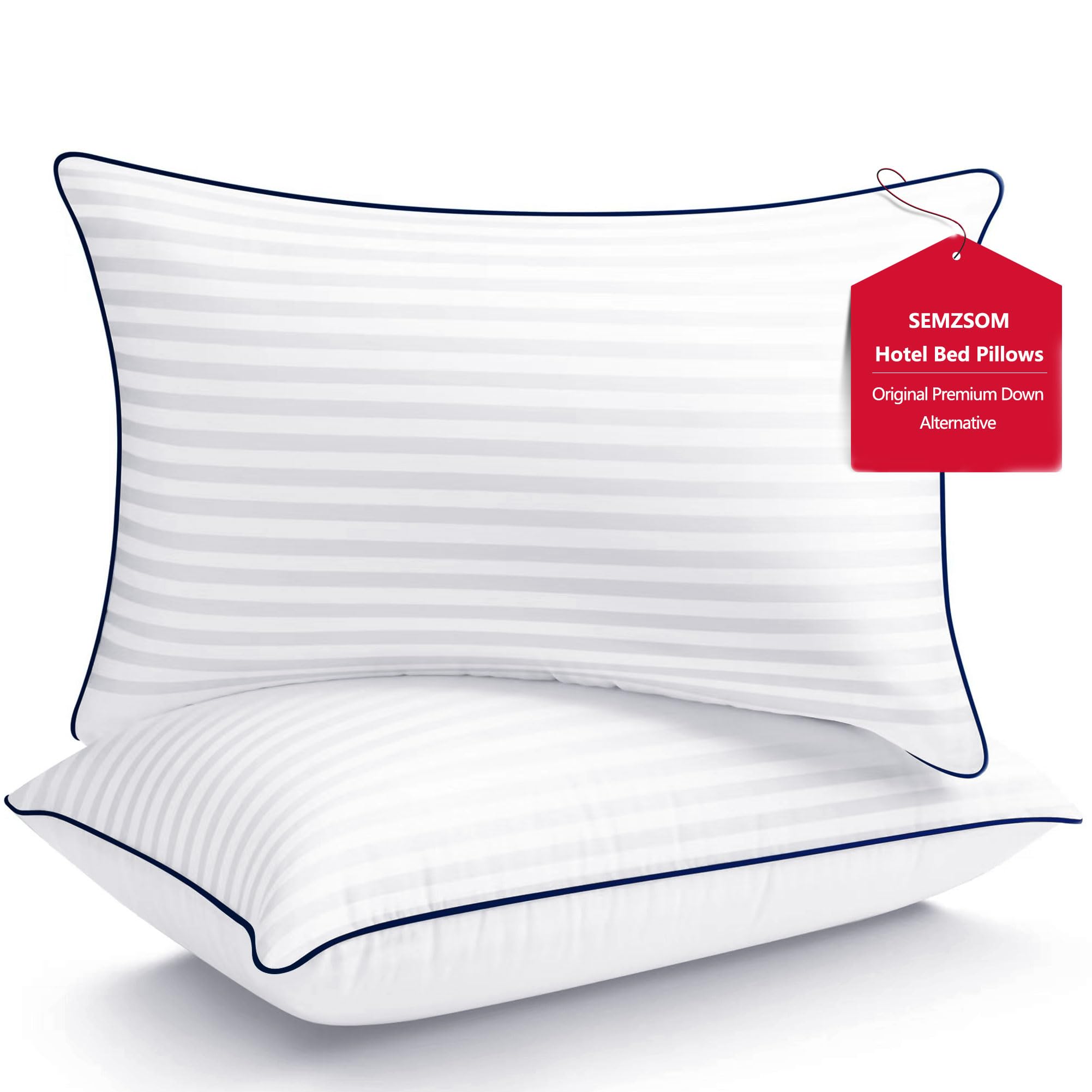 Semzsom Bed Pillows For Sleeping Standard Size, Set Of 2- Cooling, Luxury Hotel Quality With Premium Soft Down Alternative Filli