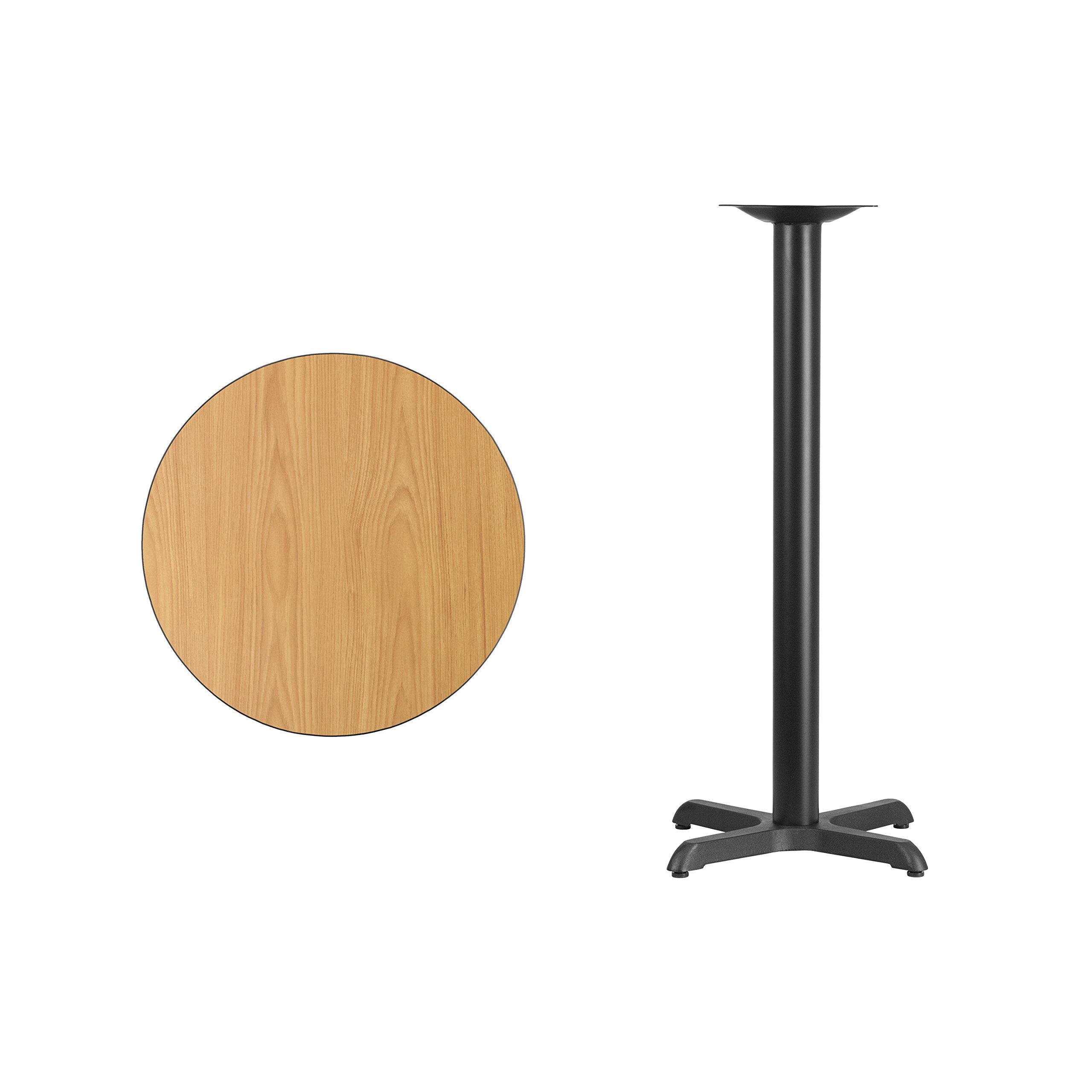 Flash Furniture Stiles 24'' Round Natural Laminate Table Top with 22'' x 22'' Bar Height Table Base