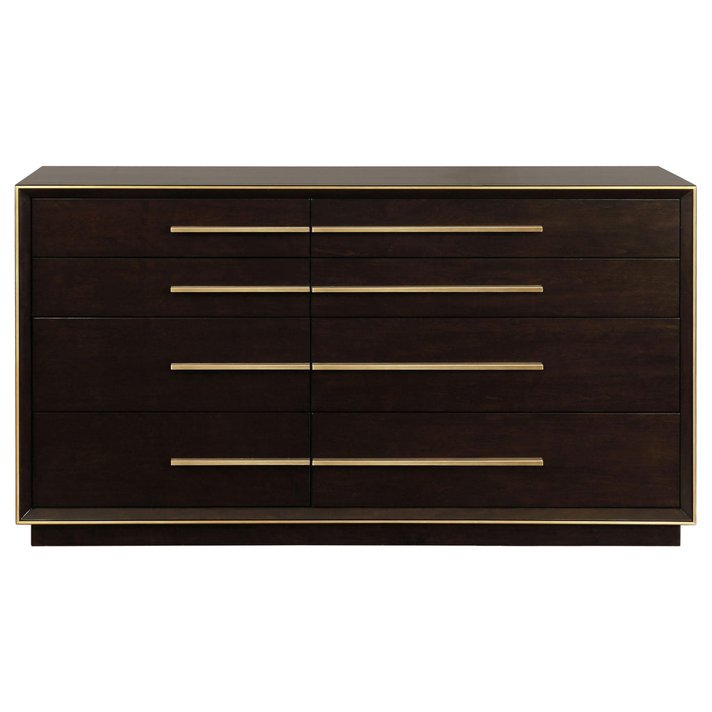 Coaster Home Furnishings Durango Contemporary 70-inch 8-Drawer Bedroom Dresser Clothing Storage Cabinet Wide Chest of Drawers Organizer Unit Smoked Peppercorn 223263