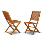 East West Furniture Dicm52Cana 5 Piece Patio Dining Set Includes An Oval Outdoor Acacia Wood Table And 2 Folding Arm Chairs With 2 Side Chairs, 36X60 Inch, Natural Oil