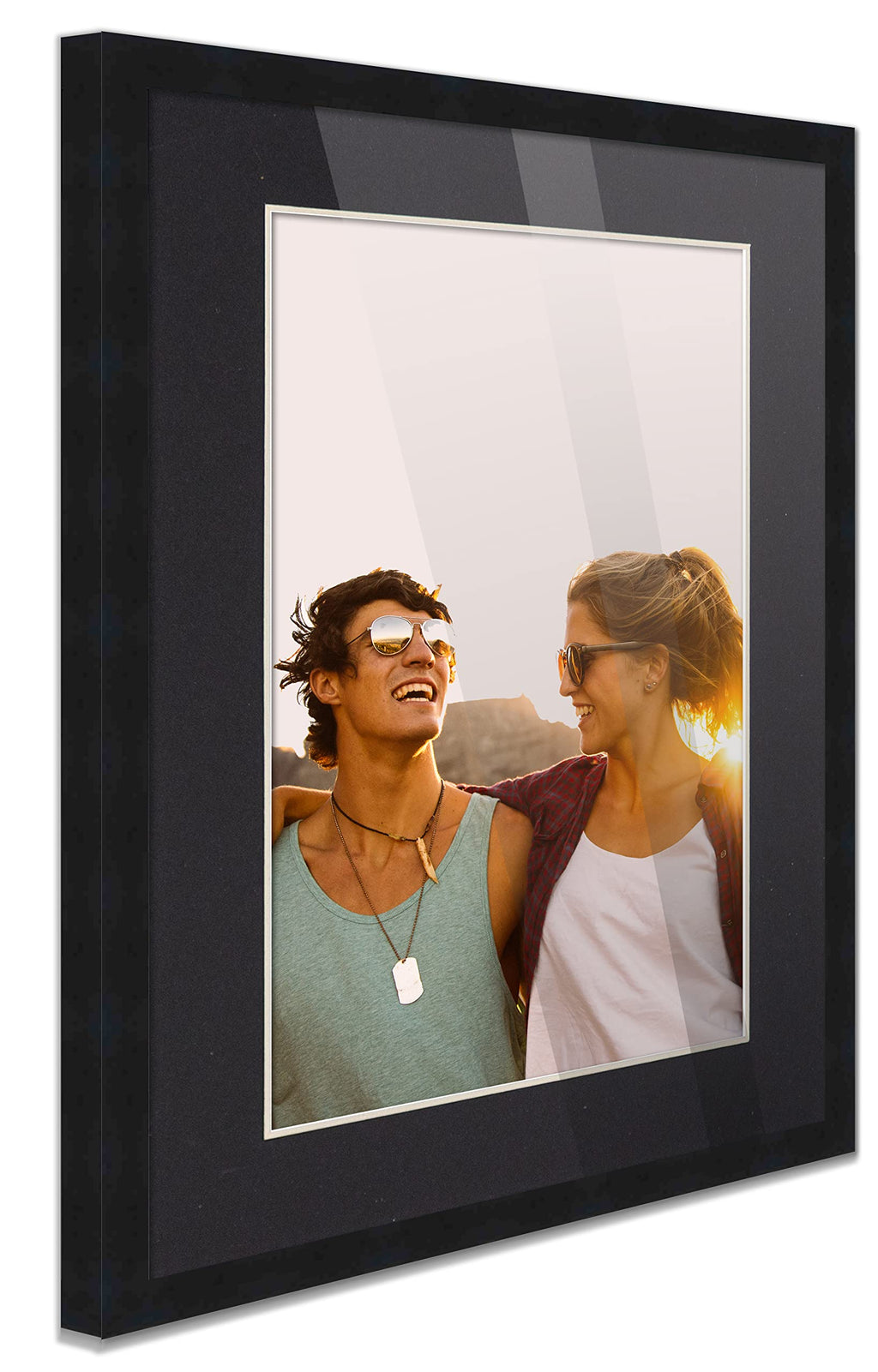 Countryarthouse 24X36 Frame Black Solid Wood With Black Mat | 28X40 Frame Matted To 24X36 | Includes Uv Acrylic Plexiglass, Foam