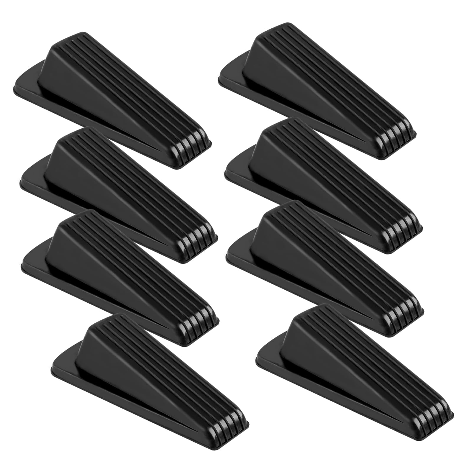 8 Pack Door Stoppers For Bottom Of Door, 4.8X2.2X1.3In Door Stops, Rubber Door Stopper Wedge, Sturdy Stackable Door Stops For Fl
