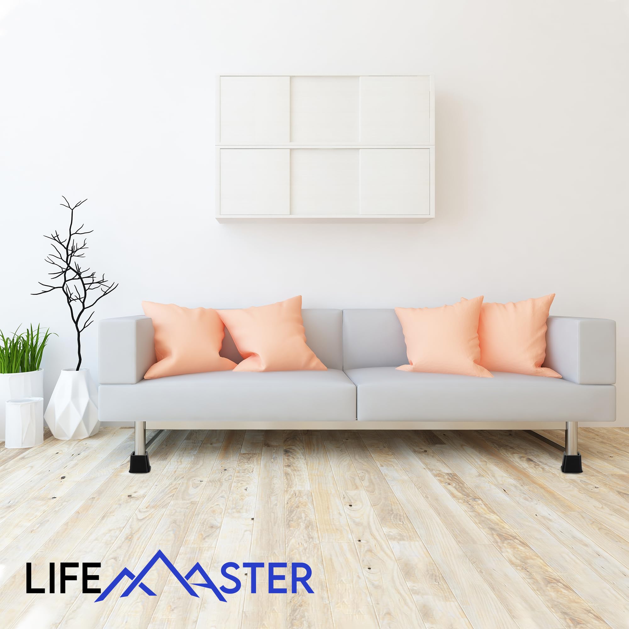 Lifemaster Furniture Riser Set - 16 Pieces Non-Slip Design Furniture Leg Riser Fits With Bed, Chair, Table, Sofa, Desk, And Couc