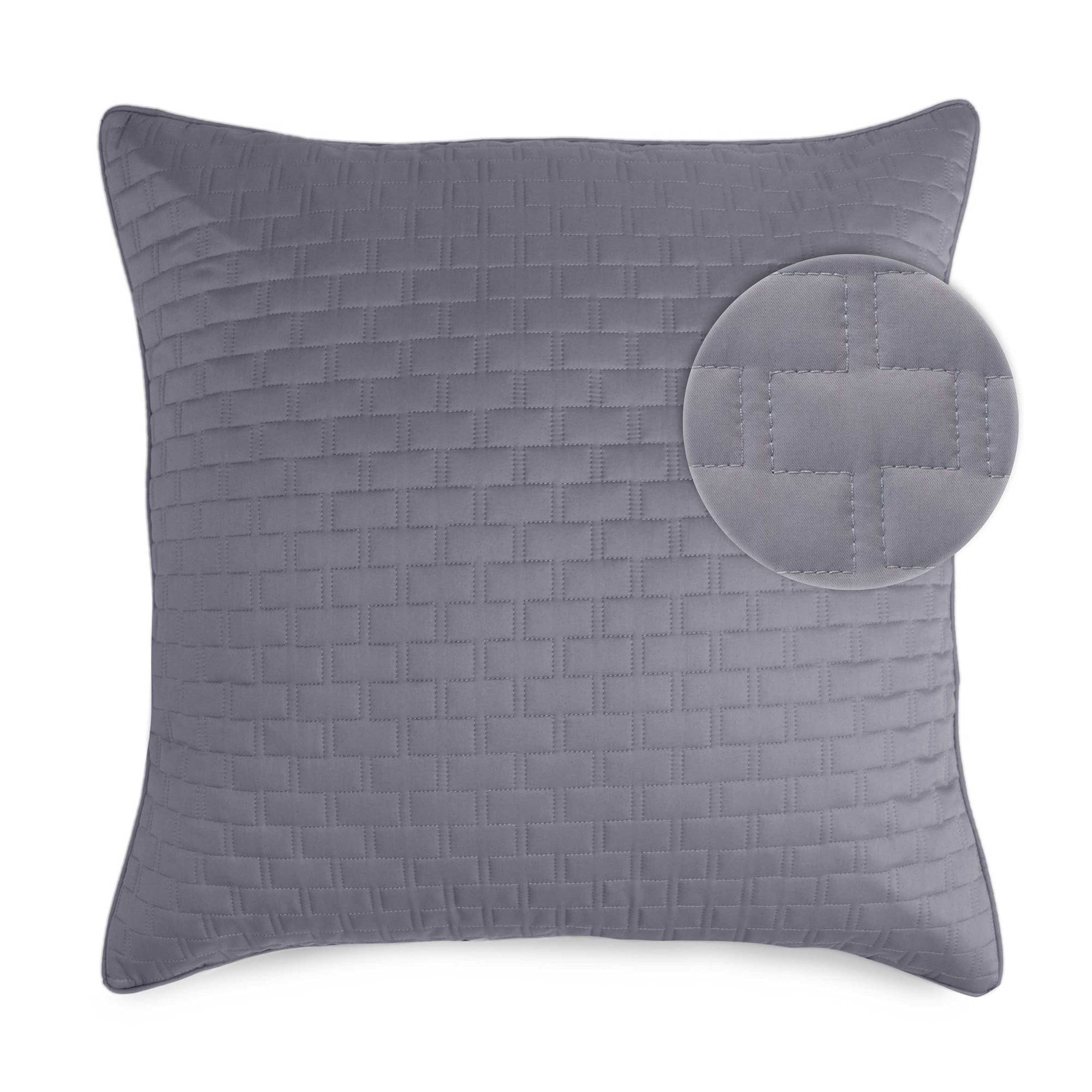 Bedvoyage Luxury Euro Sham Covers, Silky Soft 100% Viscose Derived From Bamboo, Quilted Front, 1 Pc 26X26 With Invisible Zipper