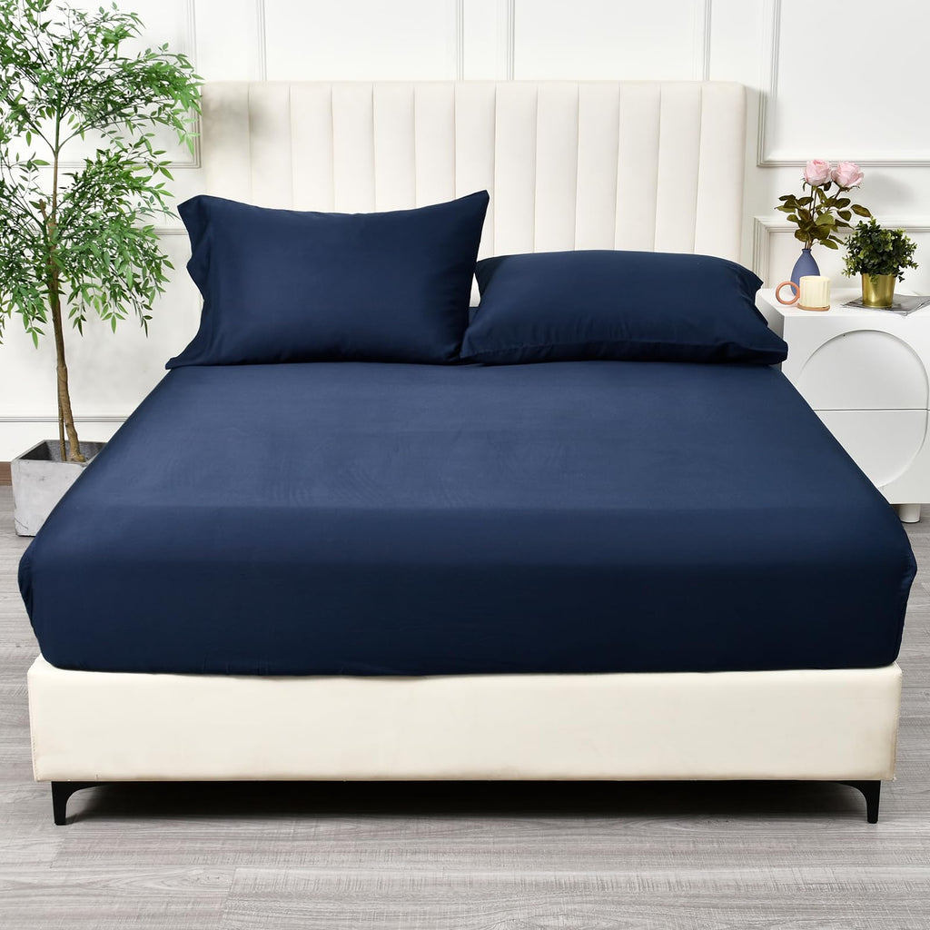 PHF 100% Rayon Derived from Bamboo Cooling Fitted Sheet Twin Size for Hot Sleeper, 16'' Deep Pocket,2.5cm Wider Strong Elastic E