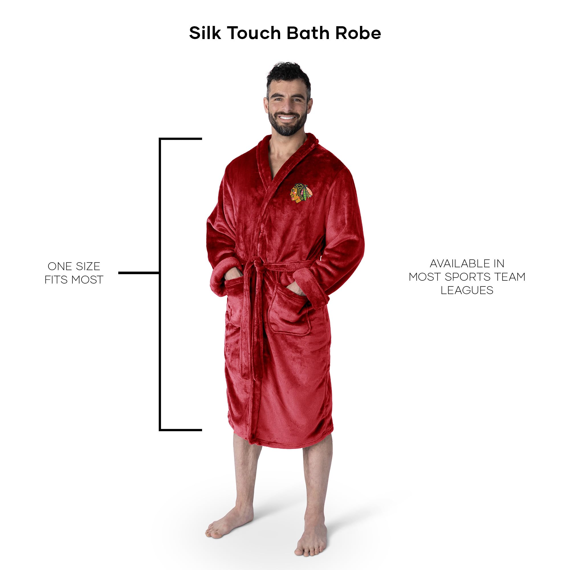 Northwest Nhl Chicago Blackhawks Unisex-Adult Silk Touch Bath Robe, Large/X-Large, Team Colors