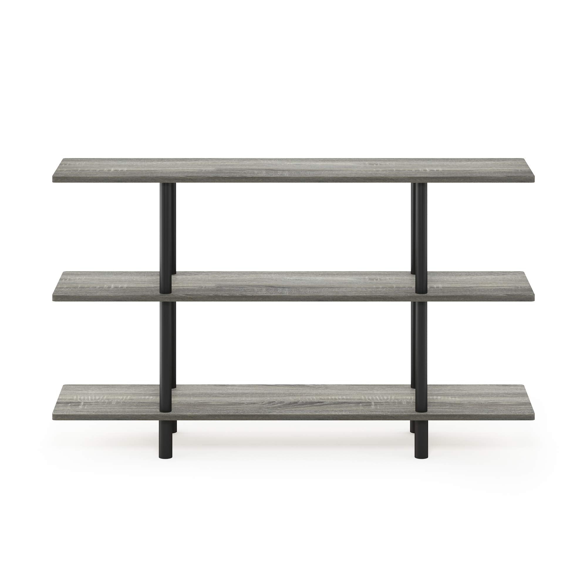 Furinno Turn-N-Tube 3-Tier Wide Display Shelf, French Oak Grey/Black