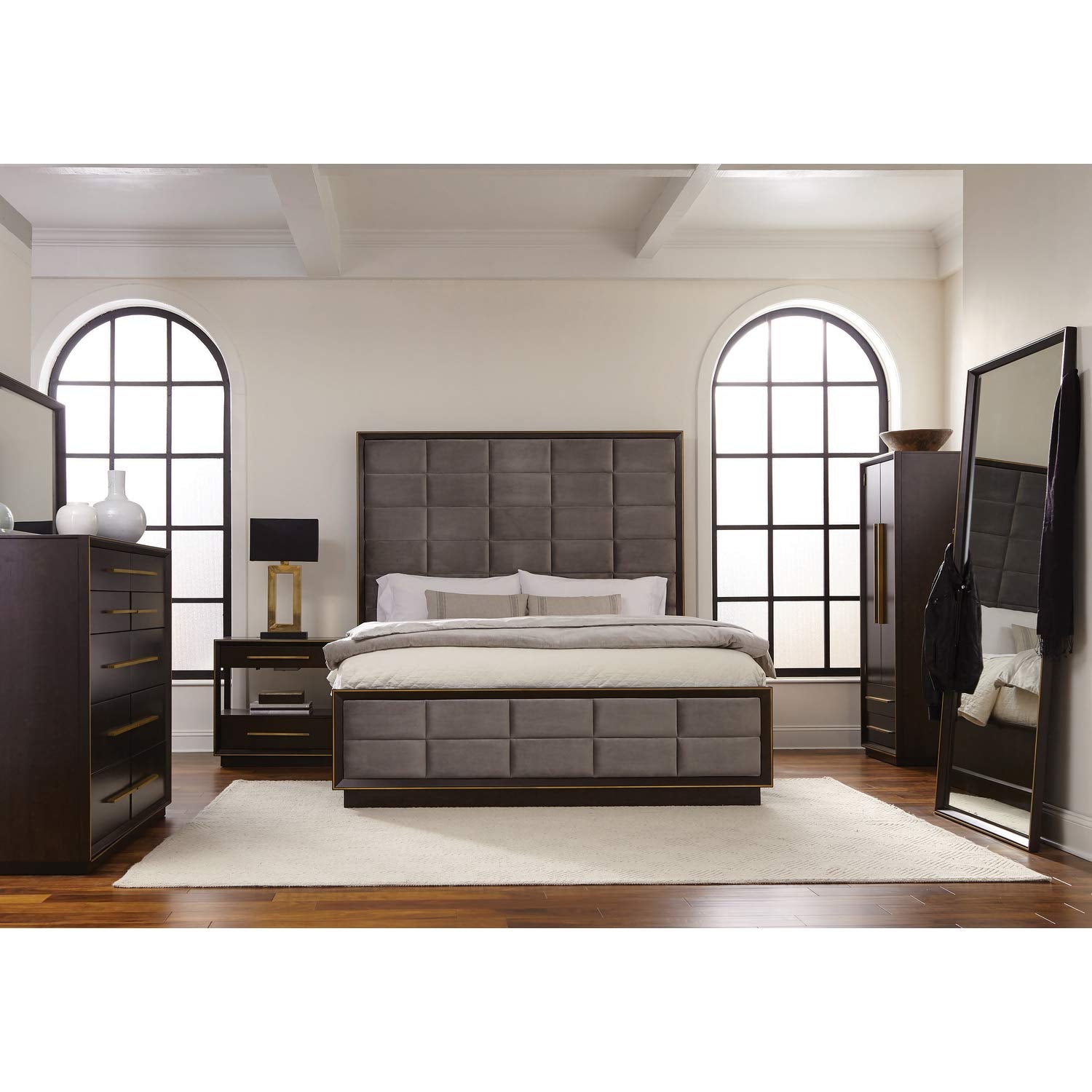 Coaster 215711KW Madden Floor Mirror, Smokey Walnut/Coffee Bean
