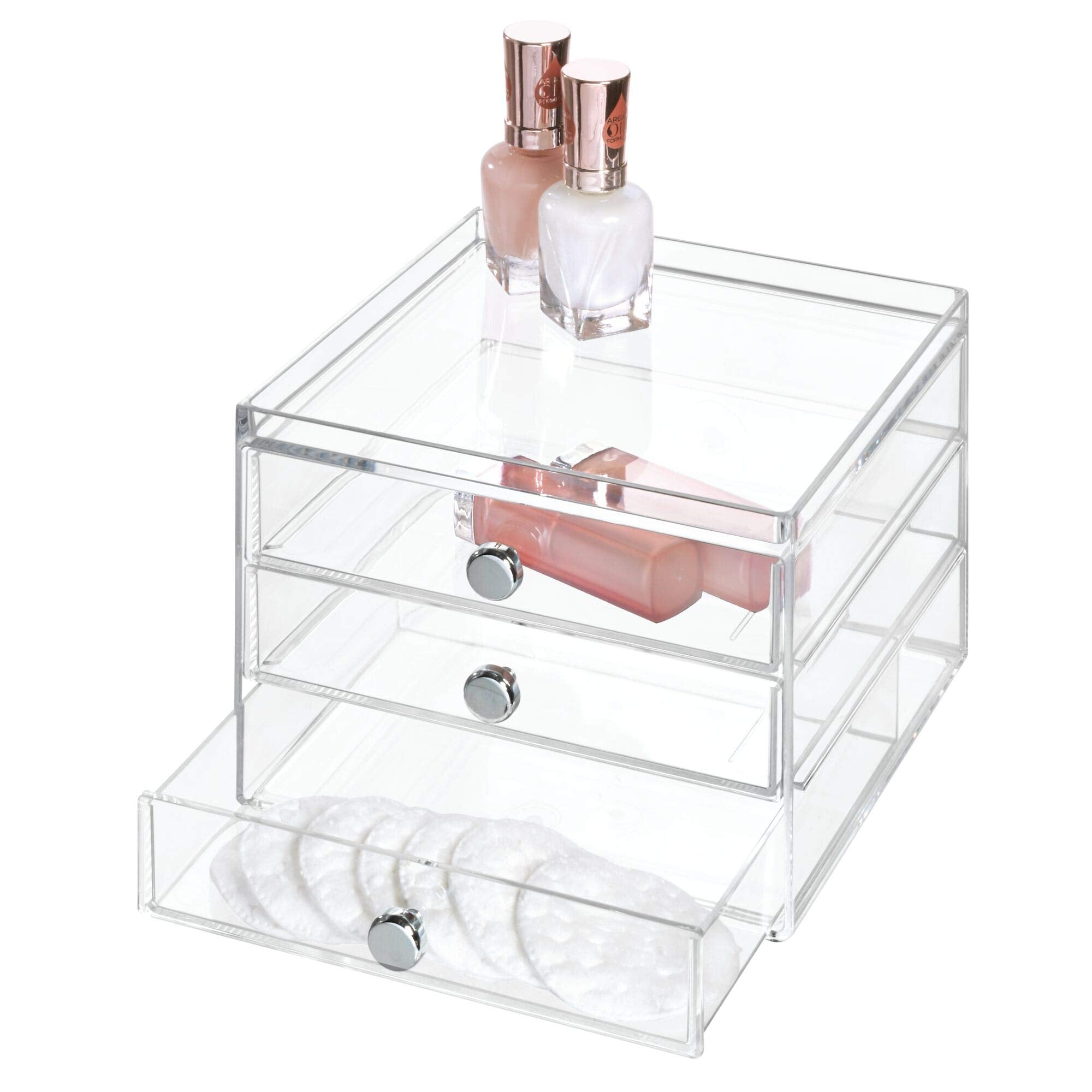 Idesign 3 Plastic Vanity, Compact Slim Storage Organization Drawers Set For Cosmetics, Dental Supplies, Hair Care, Bathroom, Dor