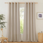 Nicetown Thick Taupe Linen Curtains 90 Inch Length 2 Panels Set, Grommet Semi Sheer Window Treatments Privacy Added With Light Filtering Drapes For Bedroom/Living Room, W55 X L90, 2 Panels