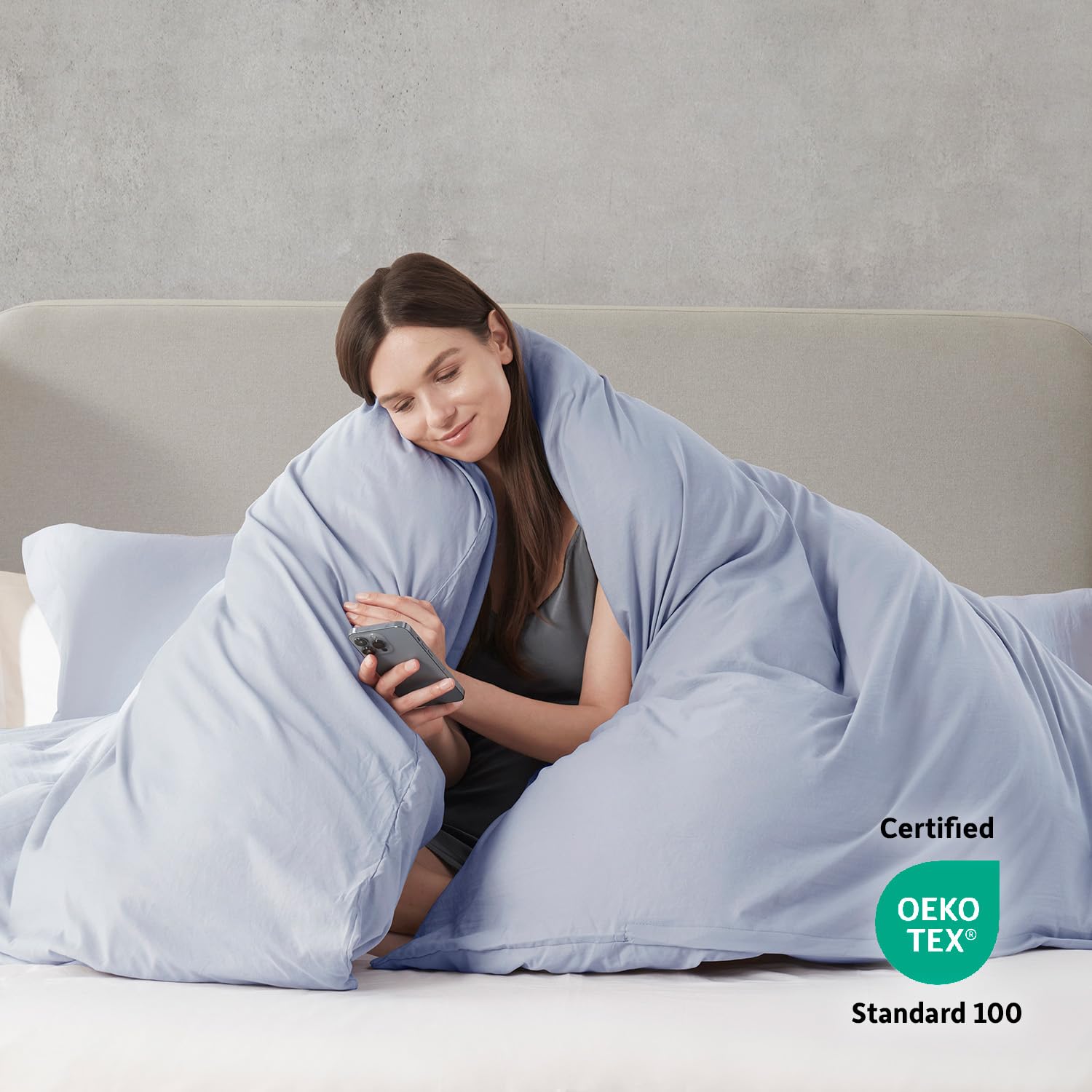 Nestl Twin Duvet Cover Set - Soft Prewashed Ice Blue Duvet Cover Twin/Twin Xl, 2 Piece, With Zipper Closure, 1 Duvet Cover 68X90 Inches And 1 Pillow Sham - No Comforter
