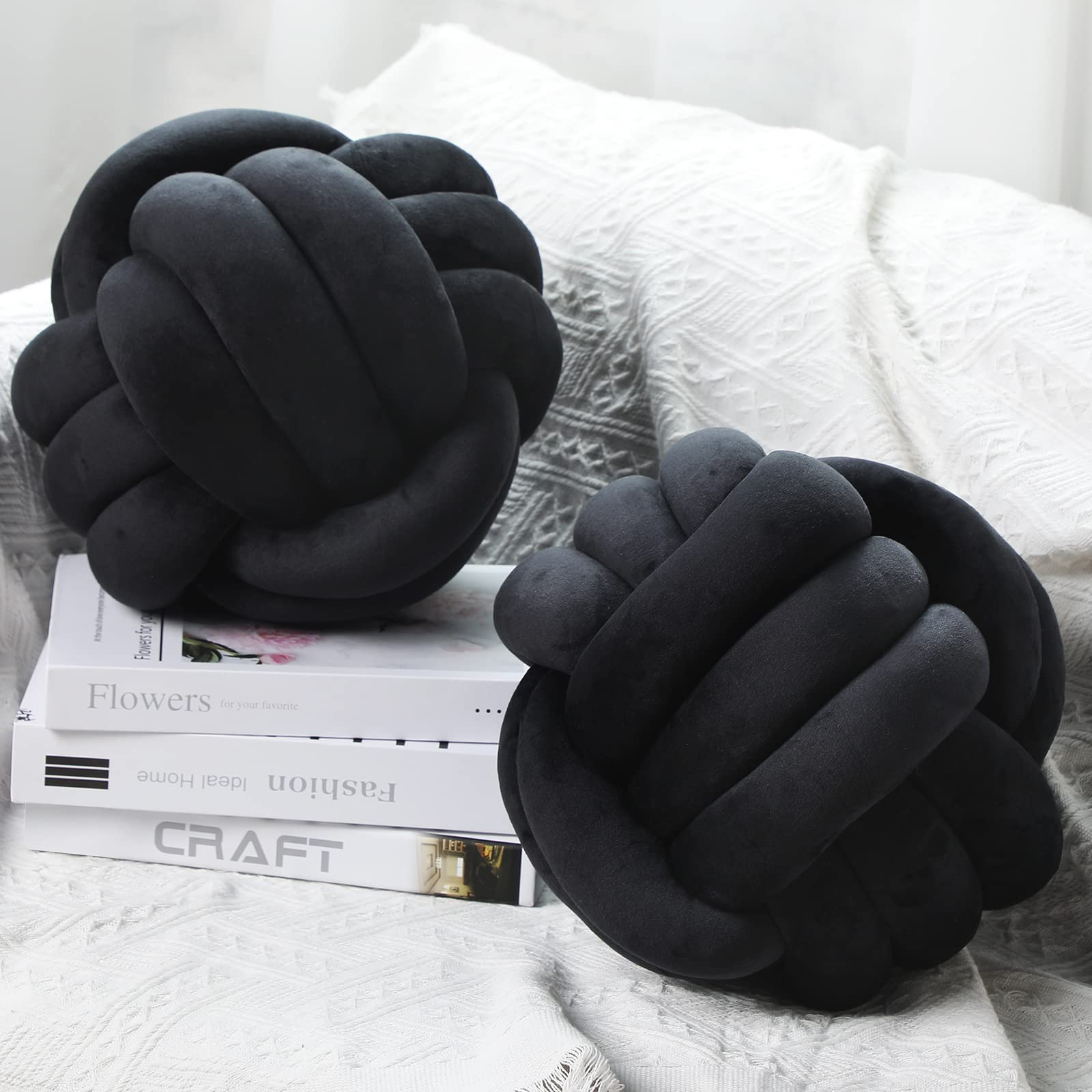 Namalu 2 Pieces Knot Ball Pillows Round Plush Aesthetic Cushion Pillows Soft Stress Relieving Cute Decorative Knotted Pillows fo