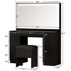 Ironck Vanity Makeup Desk Set With Led Lighted Mirror & Power Outlet, 7 Drawers Bedroom Vanities Table With Stool,Black