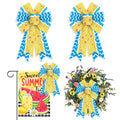 Hying 2PCS Summer Ocean Bows for Wreath, Blue White Beach Wreath Bows for Summer D  cor, Spring Blue Beach Wave Bows for Front D