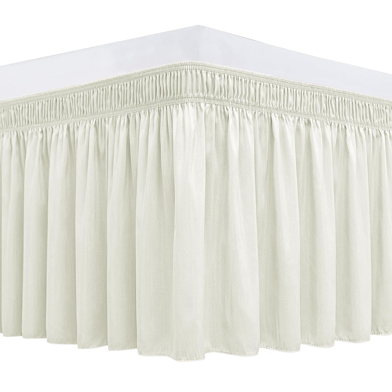Biscaynebay Wrap Around Bed Skirts For King & Cal King Beds 14' Drop, Ivory Adjustable Elastic Dust Ruffles Easy Fit Wrinkle &