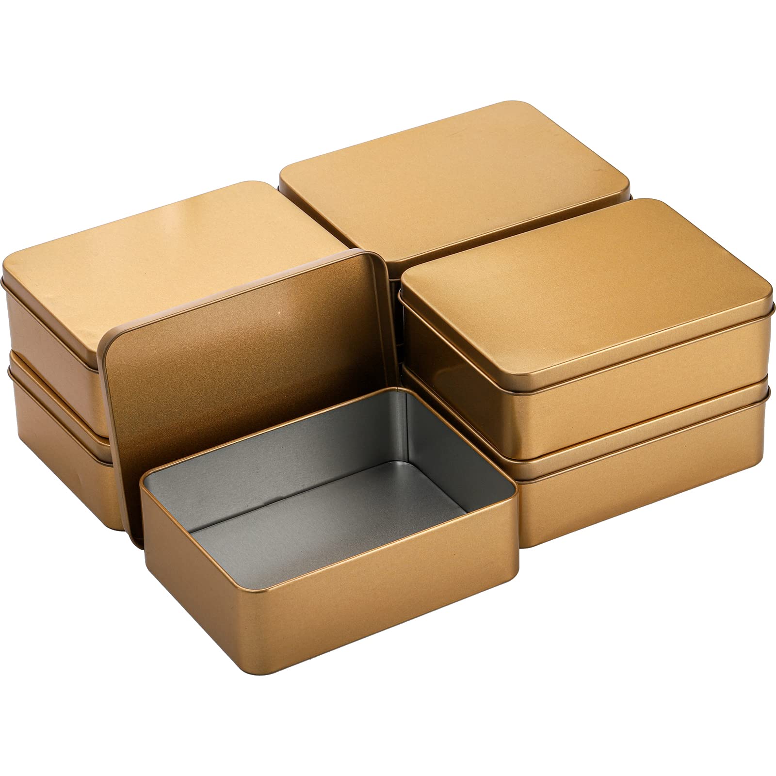 Peohud 16 Pack Rectangular Tin Boxes With Lids, Empty Hinged Tins, Metal Storage Organizer Tins For Candy, Treats, Gifts, Favors