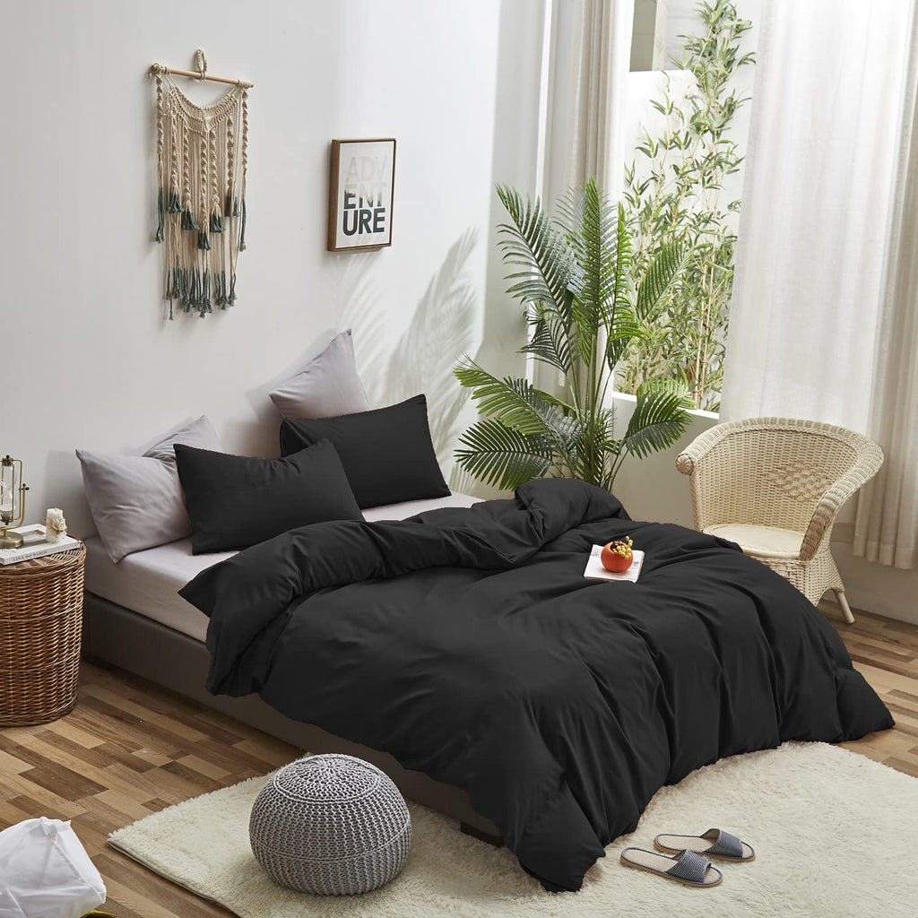 Karever Black Comforter Full Plain Black Bedding Pure Black Full Size Comforter Soft Durable Solid Black Comforter Set Women Men